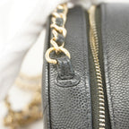 Chanel Shoulder Bag Quilted Caviar Leather Black Gold — view 8