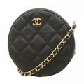 Chanel Shoulder Bag Quilted Caviar Leather Black Gold