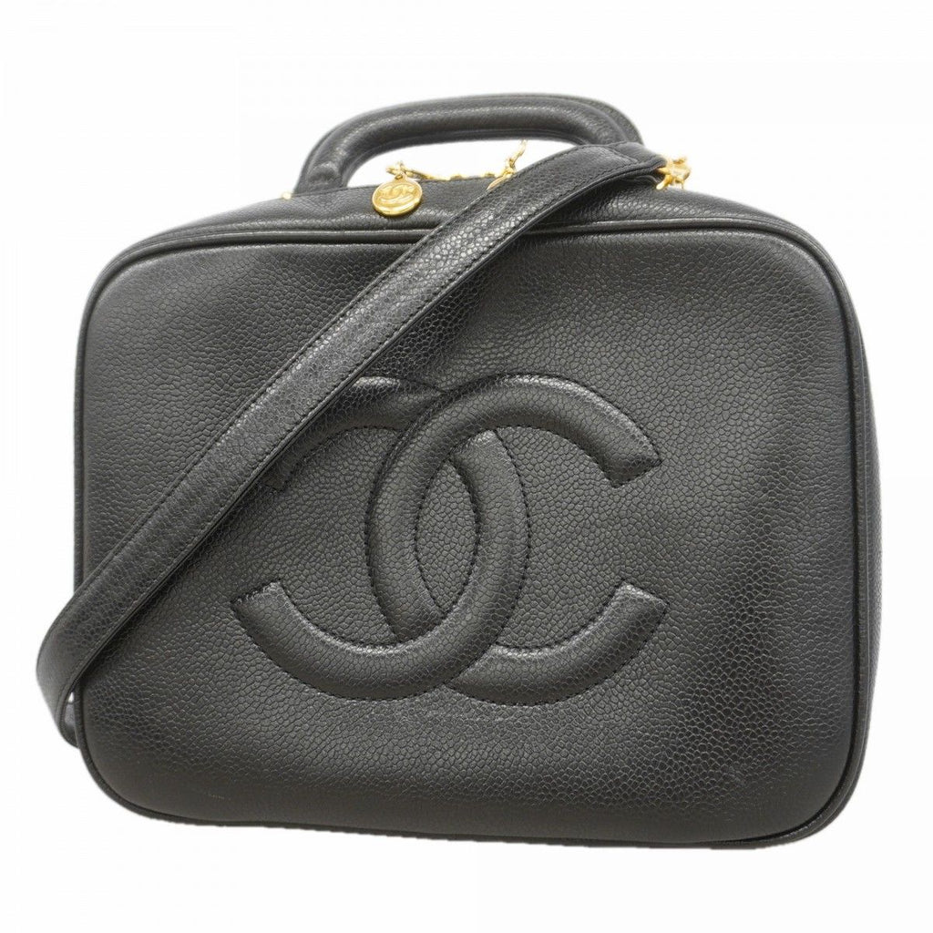 Chanel Vanity Bag Caviar Leather Black Gold 2-Way