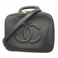 Chanel Vanity Bag Caviar Leather Black Gold 2-Way