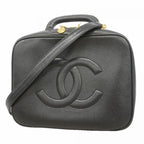Chanel Vanity Bag Caviar Leather Black Gold 2-Way