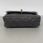 Chanel Shoulder Bag Quilted Caviar Leather Blue Gold — view 3
