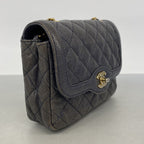 Chanel Shoulder Bag Quilted Caviar Leather Blue Gold — view 2