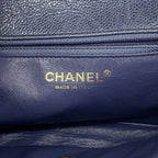 Chanel Shoulder Bag Quilted Caviar Leather Blue Gold — view 5
