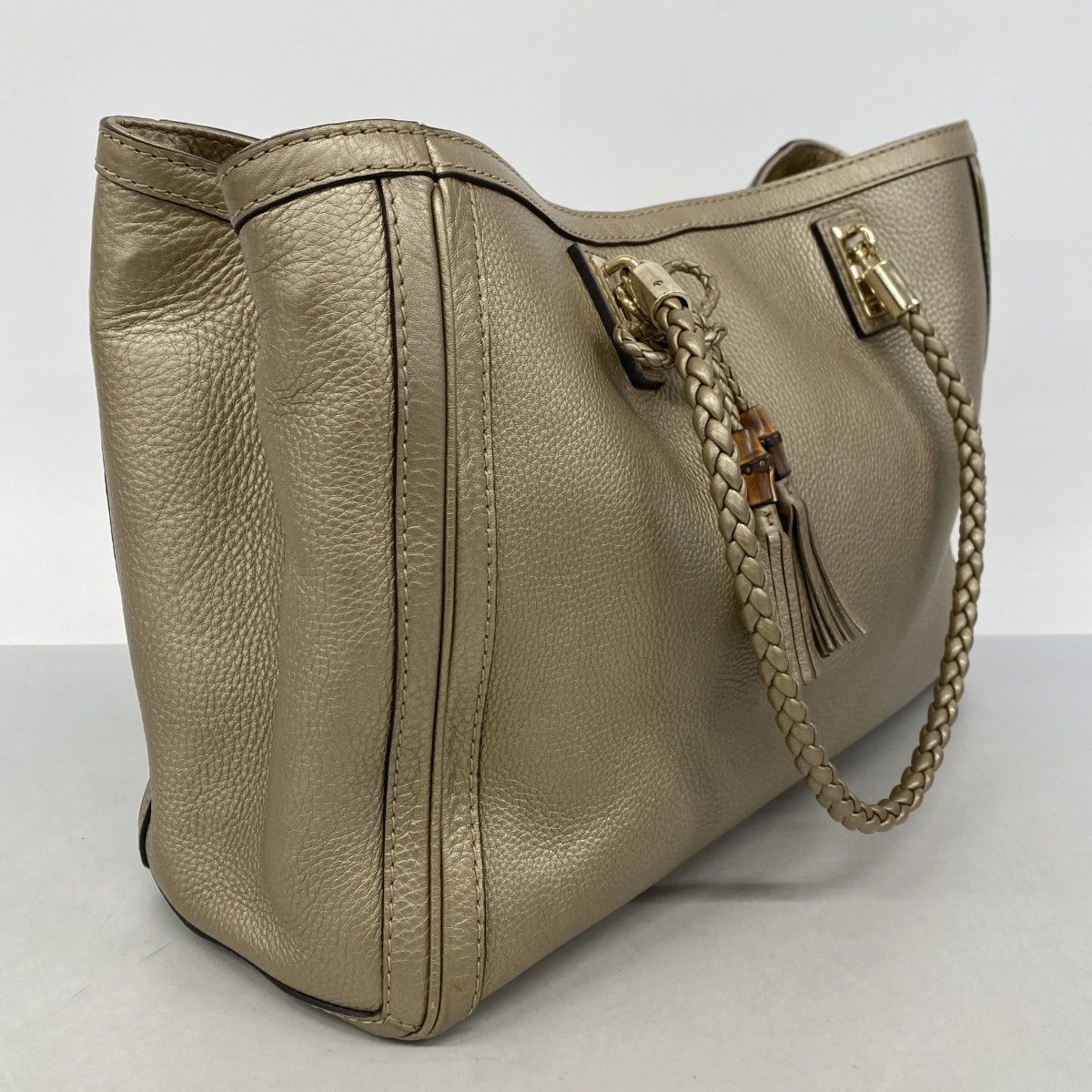 Gucci Tote Bamboo Leather Gold Champagne — view 2