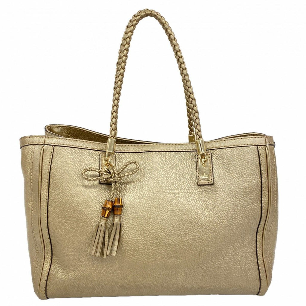 Gucci Tote Bamboo Leather Gold Champagne