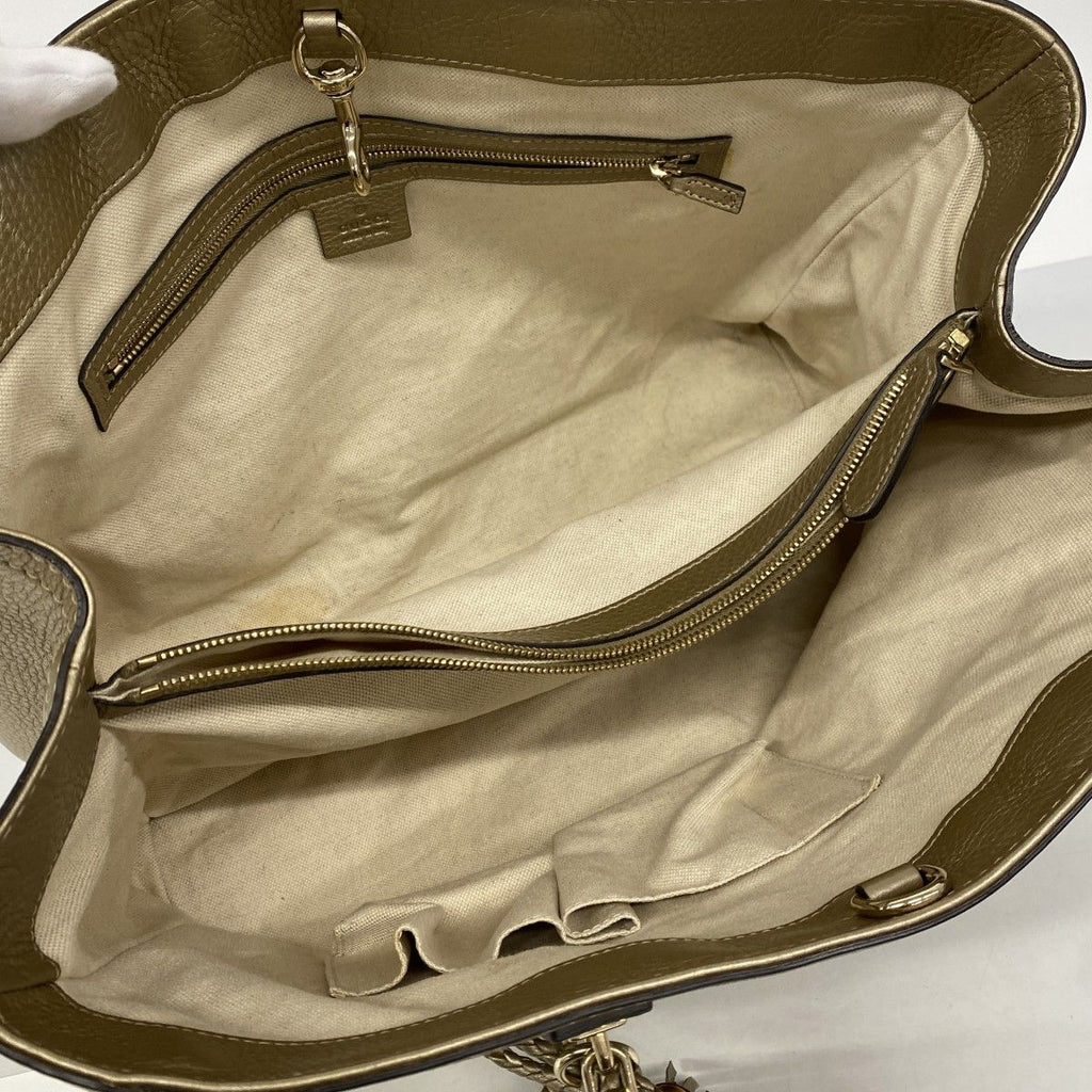 Gucci Tote Bamboo Leather Gold Champagne — view 4