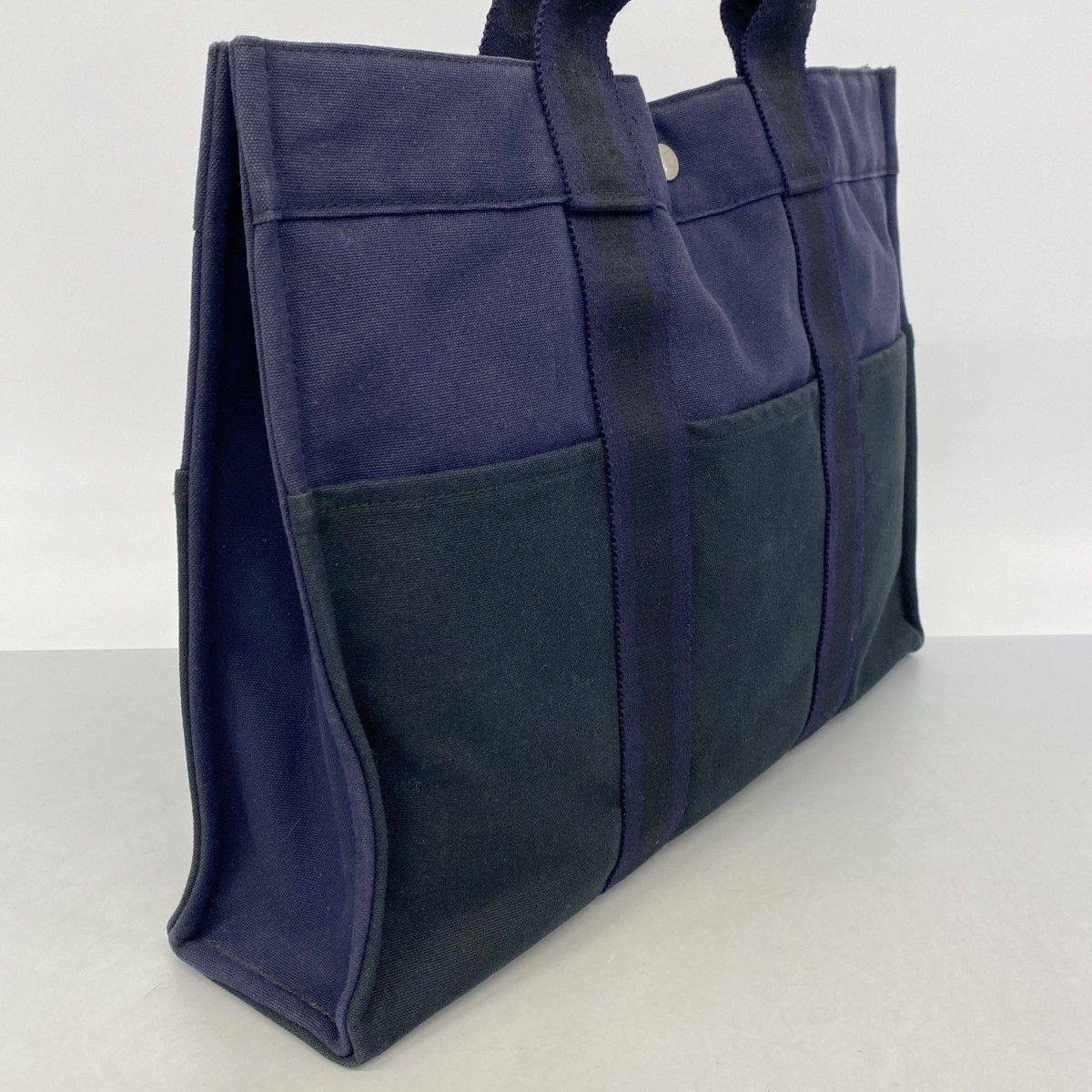 Hermes Tote Fourre Tout MM Canvas Black Navy Silver — view 2