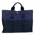 Hermes Tote Fourre Tout MM Canvas Black Navy Silver