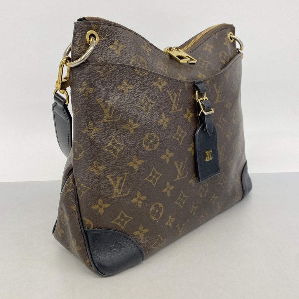 Louis Vuitton Shoulder Bag Monogram Odeon MM NM Brown Black Cles — view 2