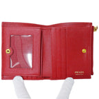Prada Wallet Bifold Saffiano Red Mini Compact Simple Adult — view 7