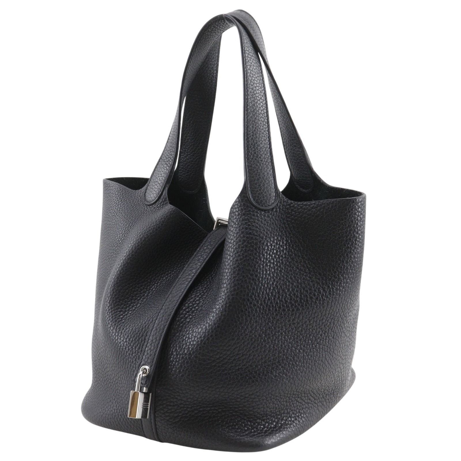 Hermes Picotin Lock 22 Taurillon Clemence Black Silver T Handbag — view 2