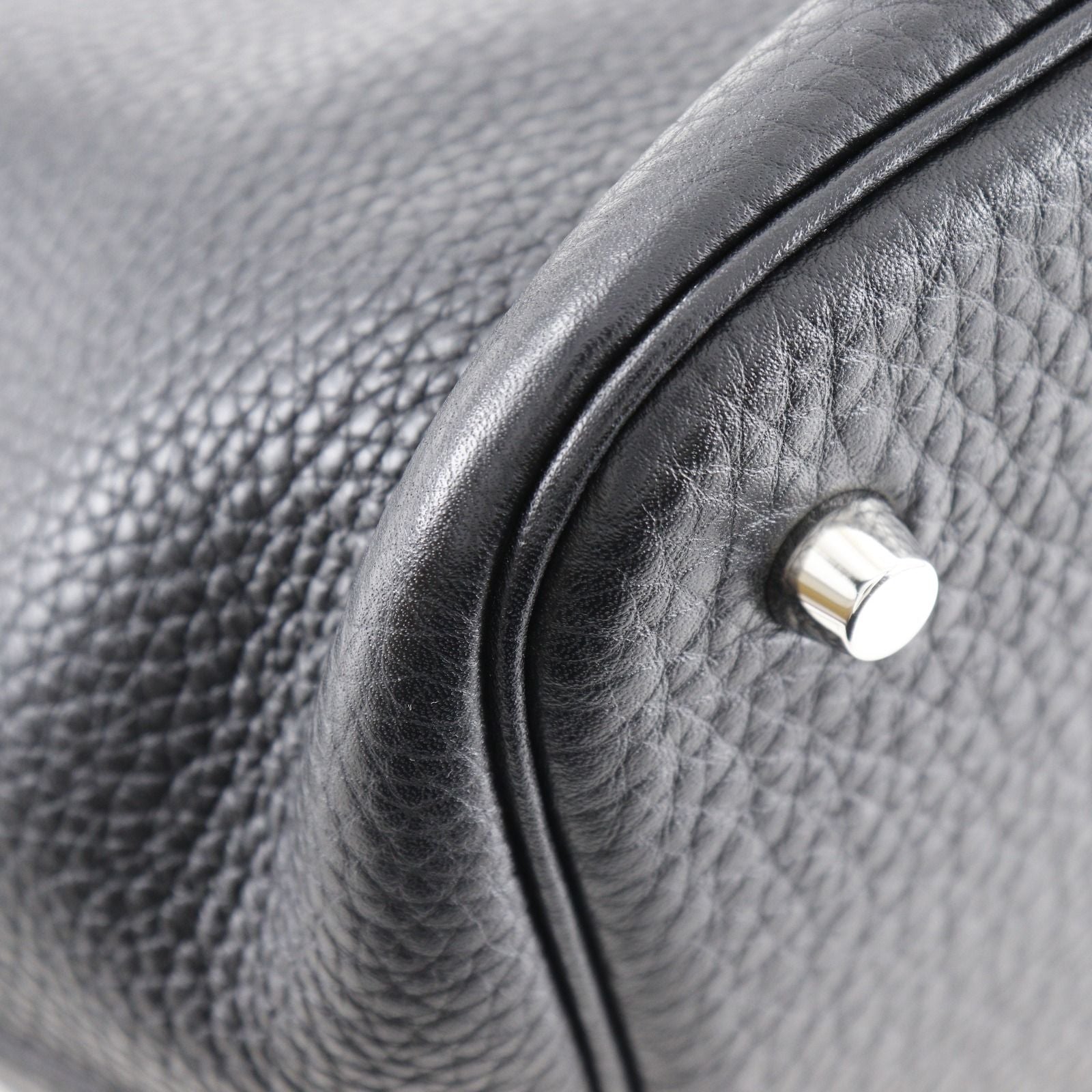 Hermes Picotin Lock 22 Taurillon Clemence Black Silver T Handbag — view 4