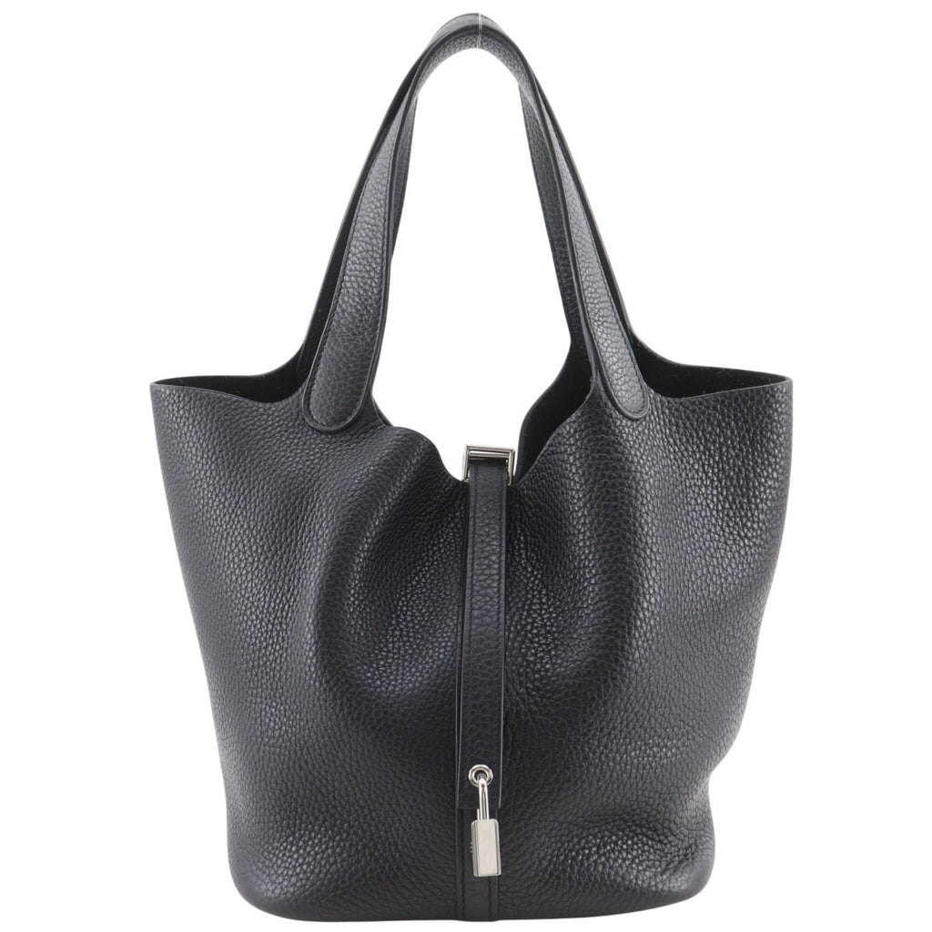 Hermes Picotin Lock 22 Taurillon Clemence Black Silver T Handbag