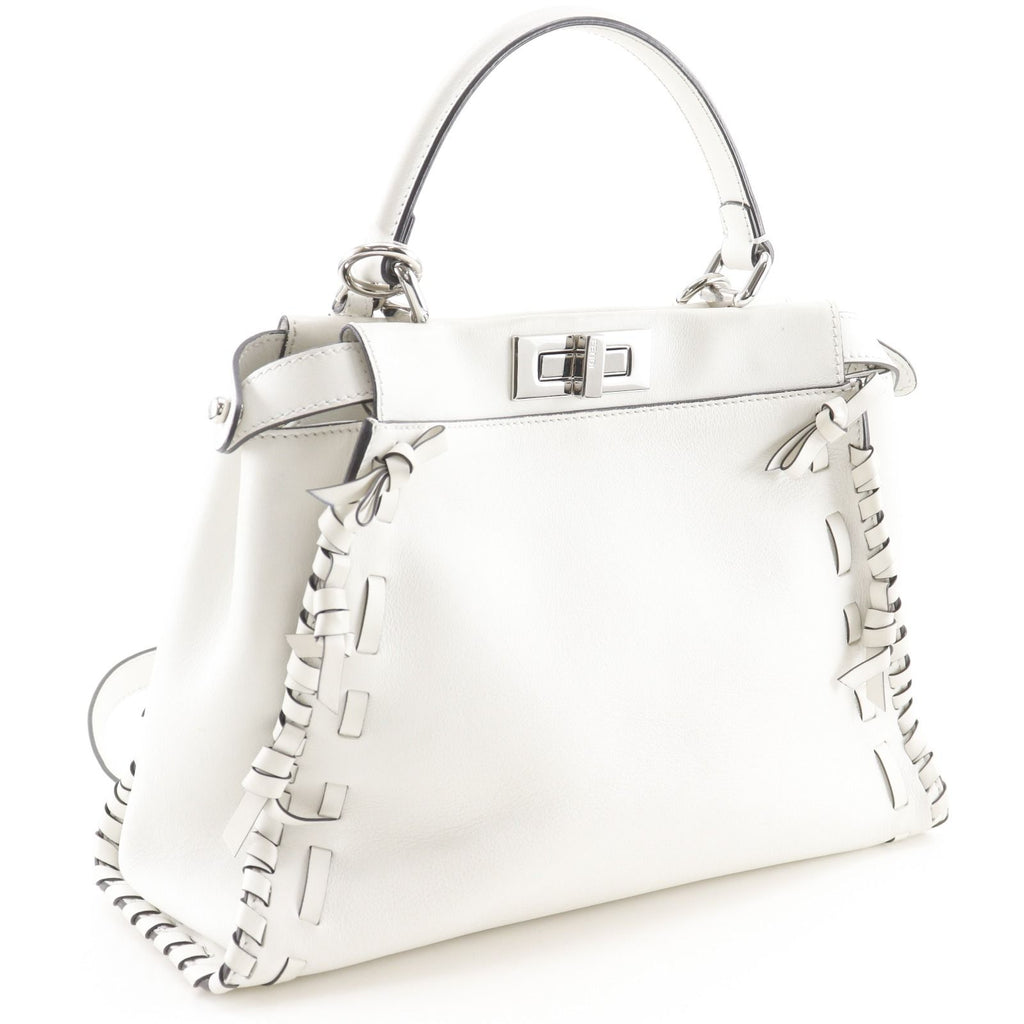 Fendi Peekaboo 2-Way Shoulder Leather White Handbag — view 3