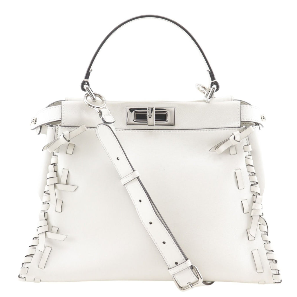 Fendi Peekaboo 2-Way Shoulder Leather White Handbag