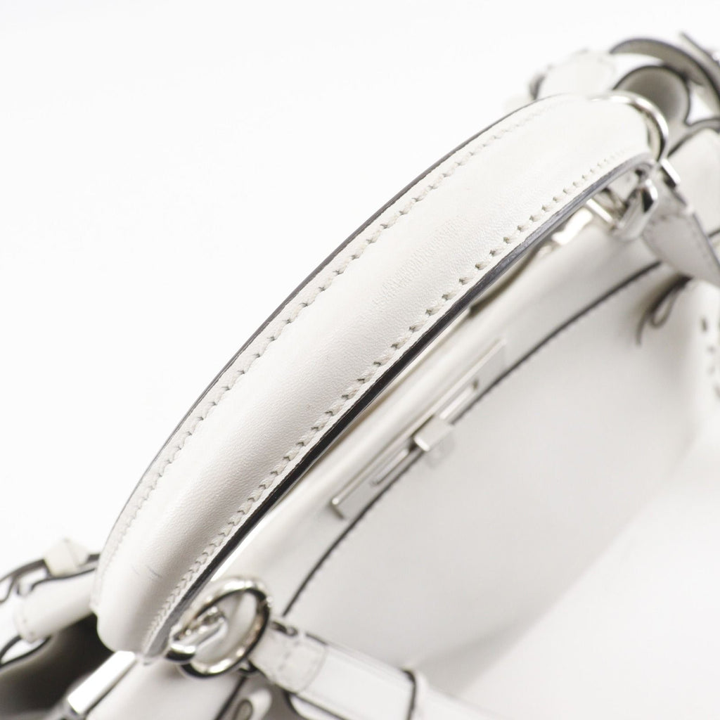 Fendi Peekaboo 2-Way Shoulder Leather White Handbag — view 5