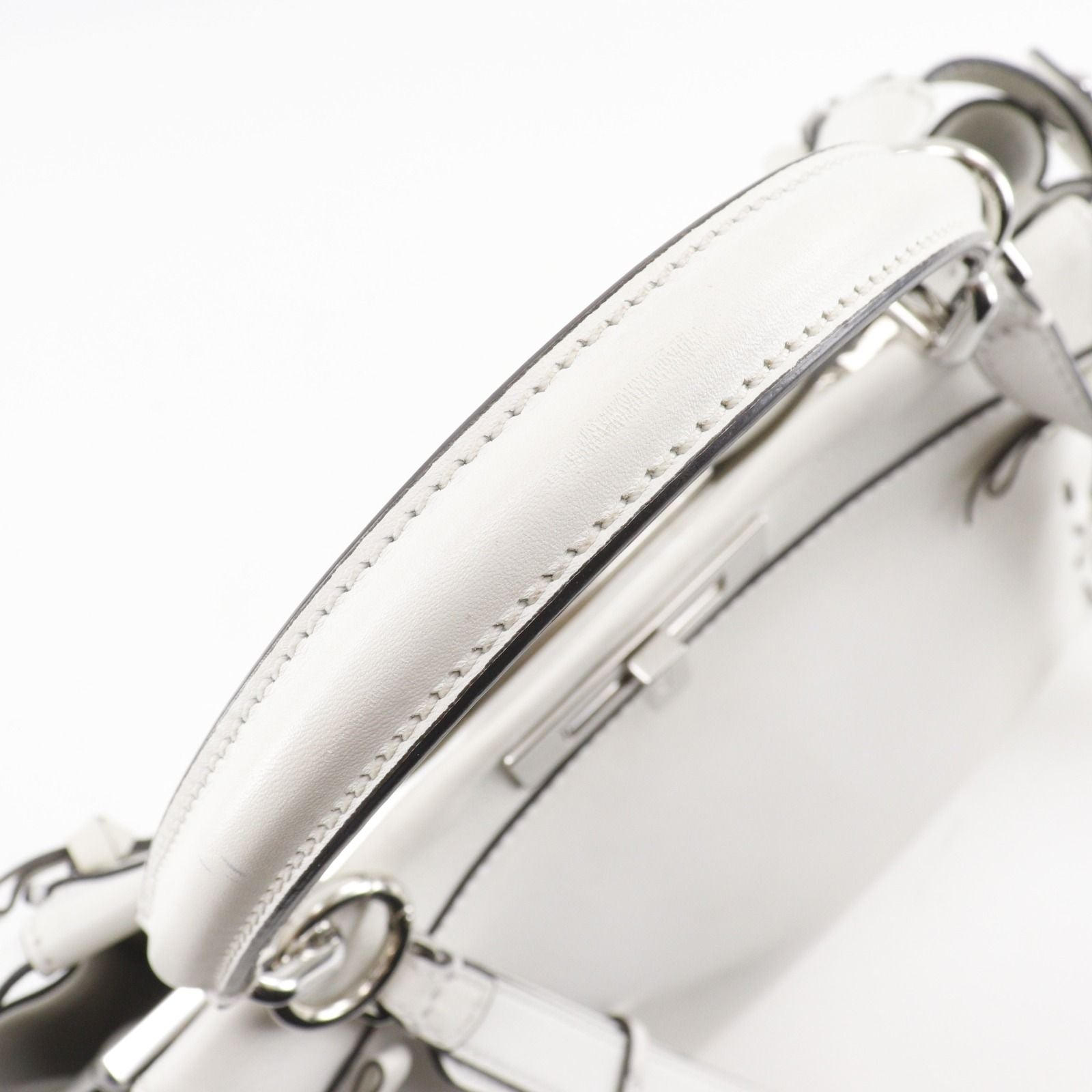 Fendi Peekaboo 2-Way Shoulder Leather White Handbag — view 5