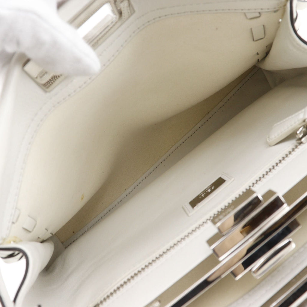Fendi Peekaboo 2-Way Shoulder Leather White Handbag — view 6