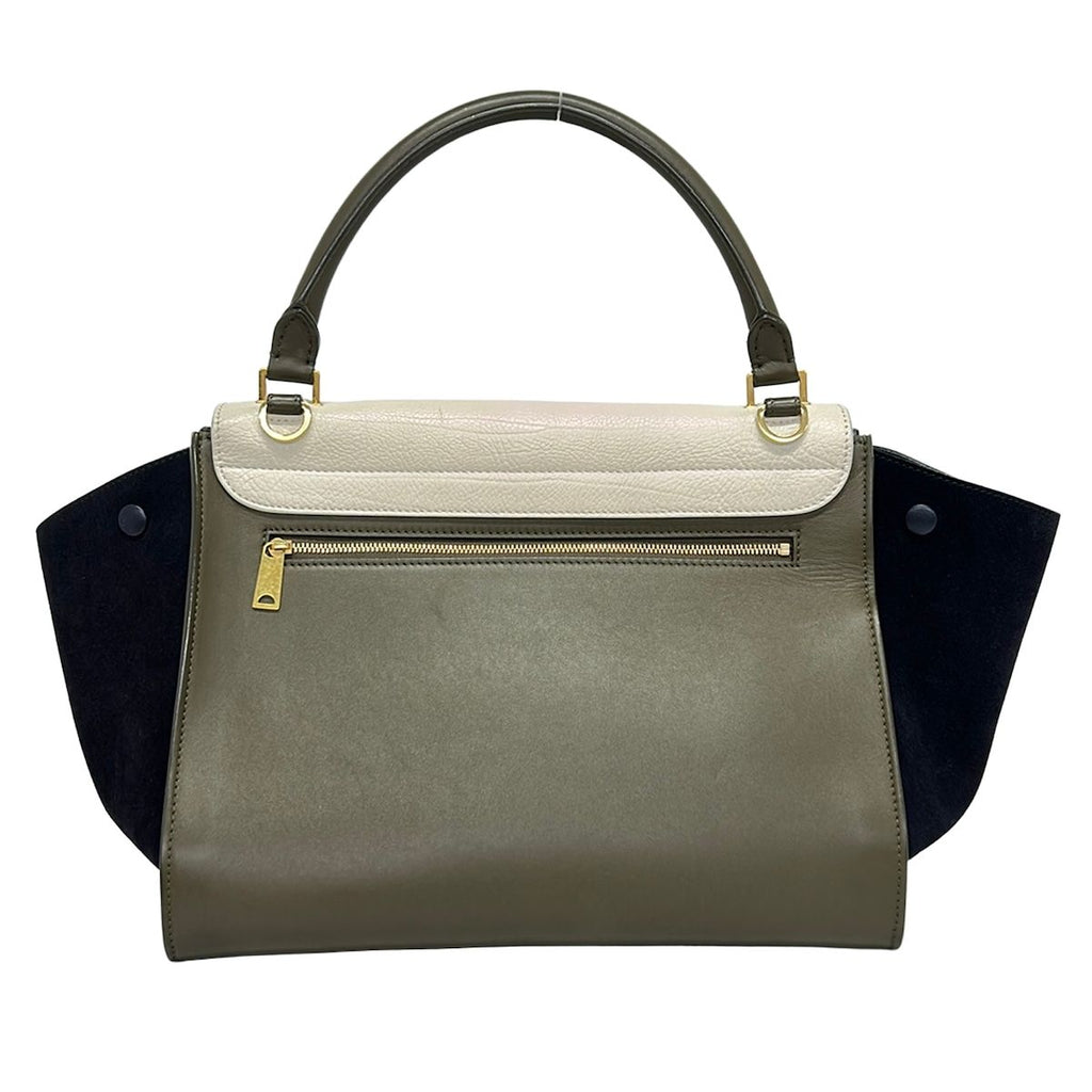 Celine Handbag Trapeze Ivory Khaki Gray Dark Navy Leather — view 3