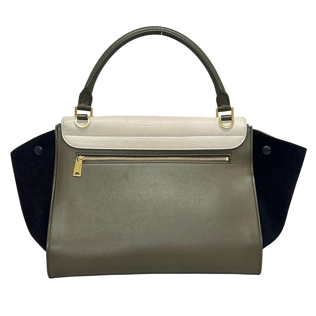 Celine Handbag Trapeze Ivory Khaki Gray Dark Navy Leather — view 3