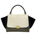 Celine Handbag Trapeze Ivory Khaki Gray Dark Navy Leather