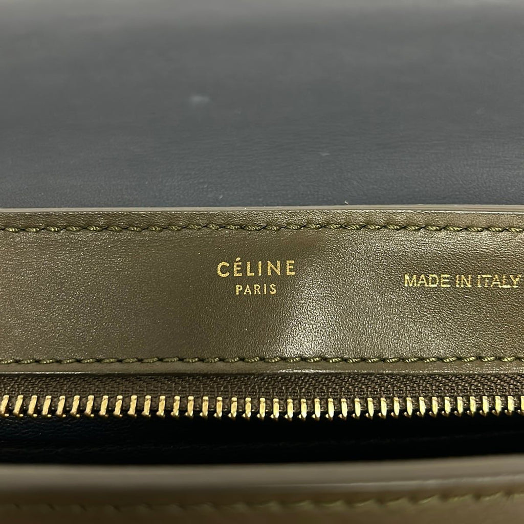 Celine Handbag Trapeze Ivory Khaki Gray Dark Navy Leather — view 9