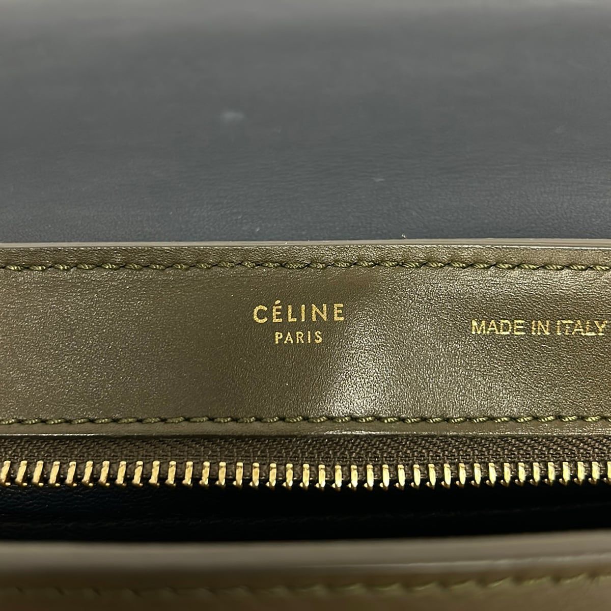 Celine Handbag Trapeze Ivory Khaki Gray Dark Navy Leather — view 9