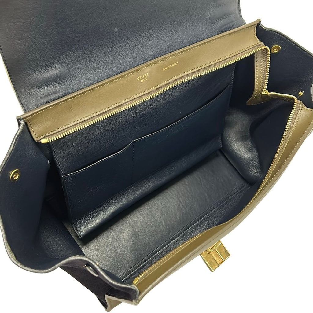 Celine Handbag Trapeze Ivory Khaki Gray Dark Navy Leather — view 7