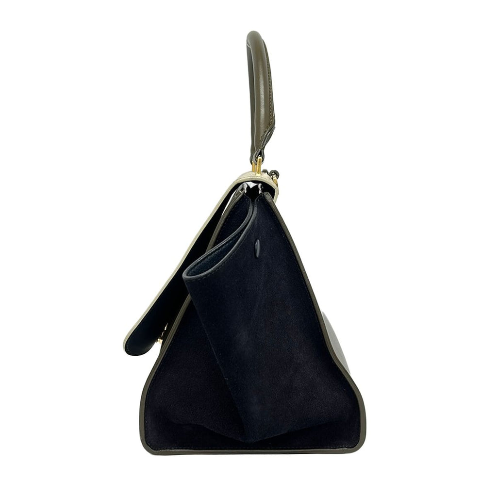 Celine Handbag Trapeze Ivory Khaki Gray Dark Navy Leather — view 4