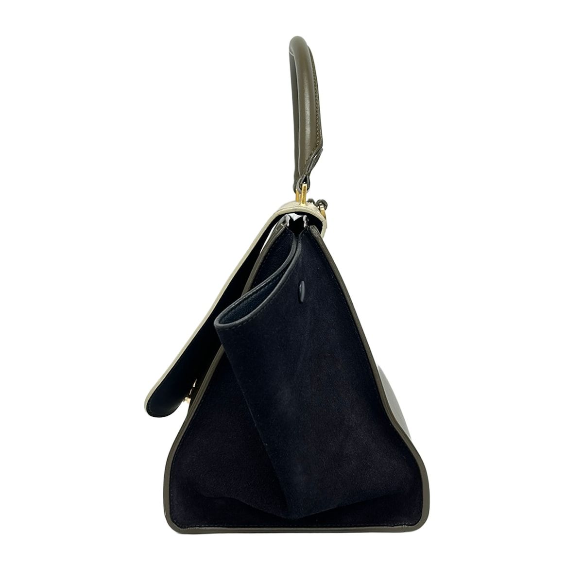 Celine Handbag Trapeze Ivory Khaki Gray Dark Navy Leather — view 4