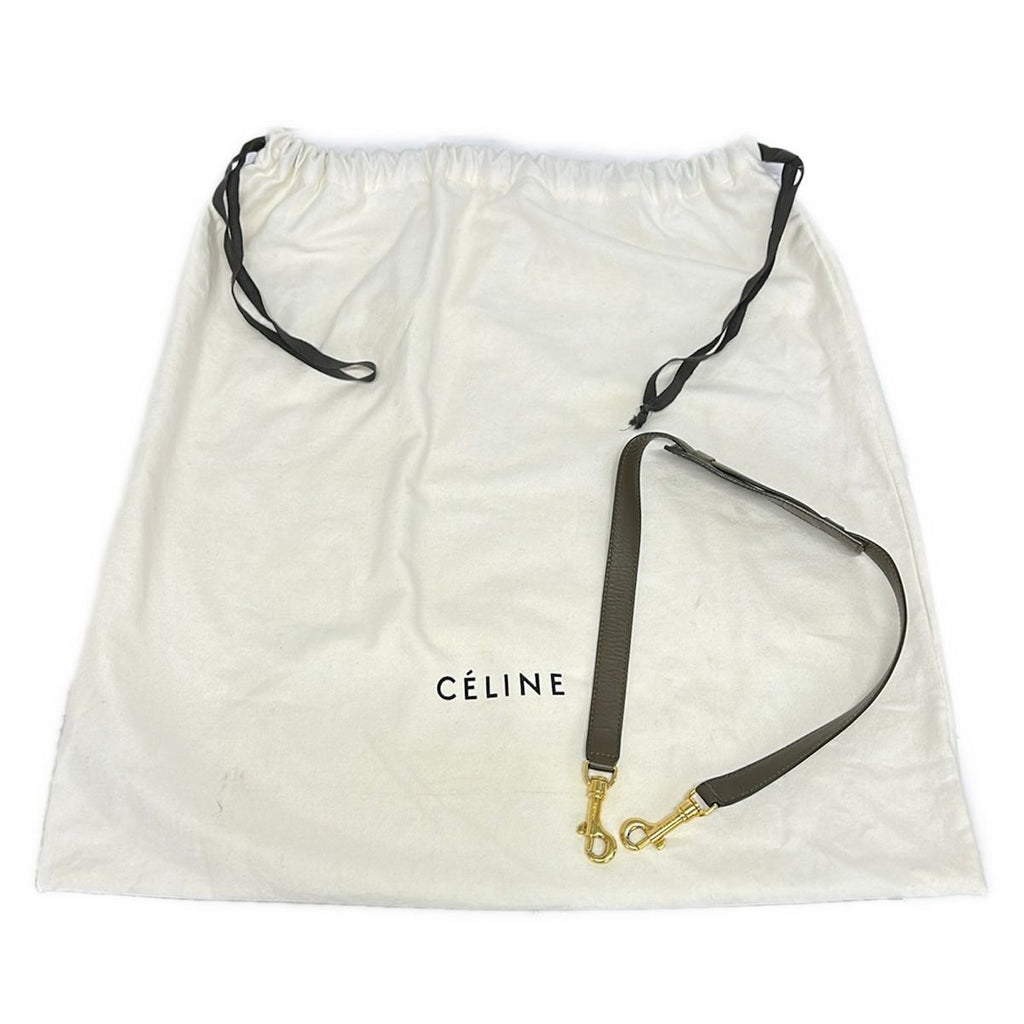 Celine Handbag Trapeze Ivory Khaki Gray Dark Navy Leather — view 8