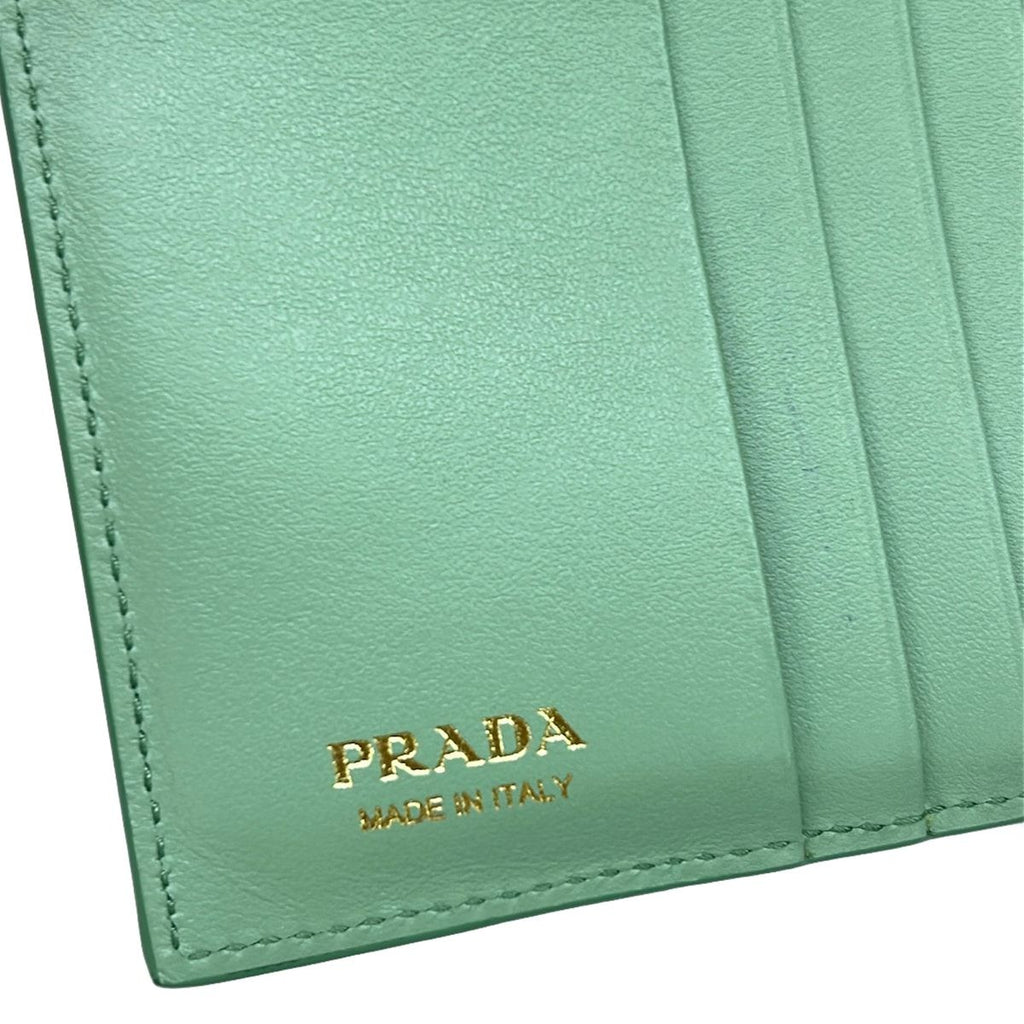 Prada Bifold Wallet Light Green Leather — view 5