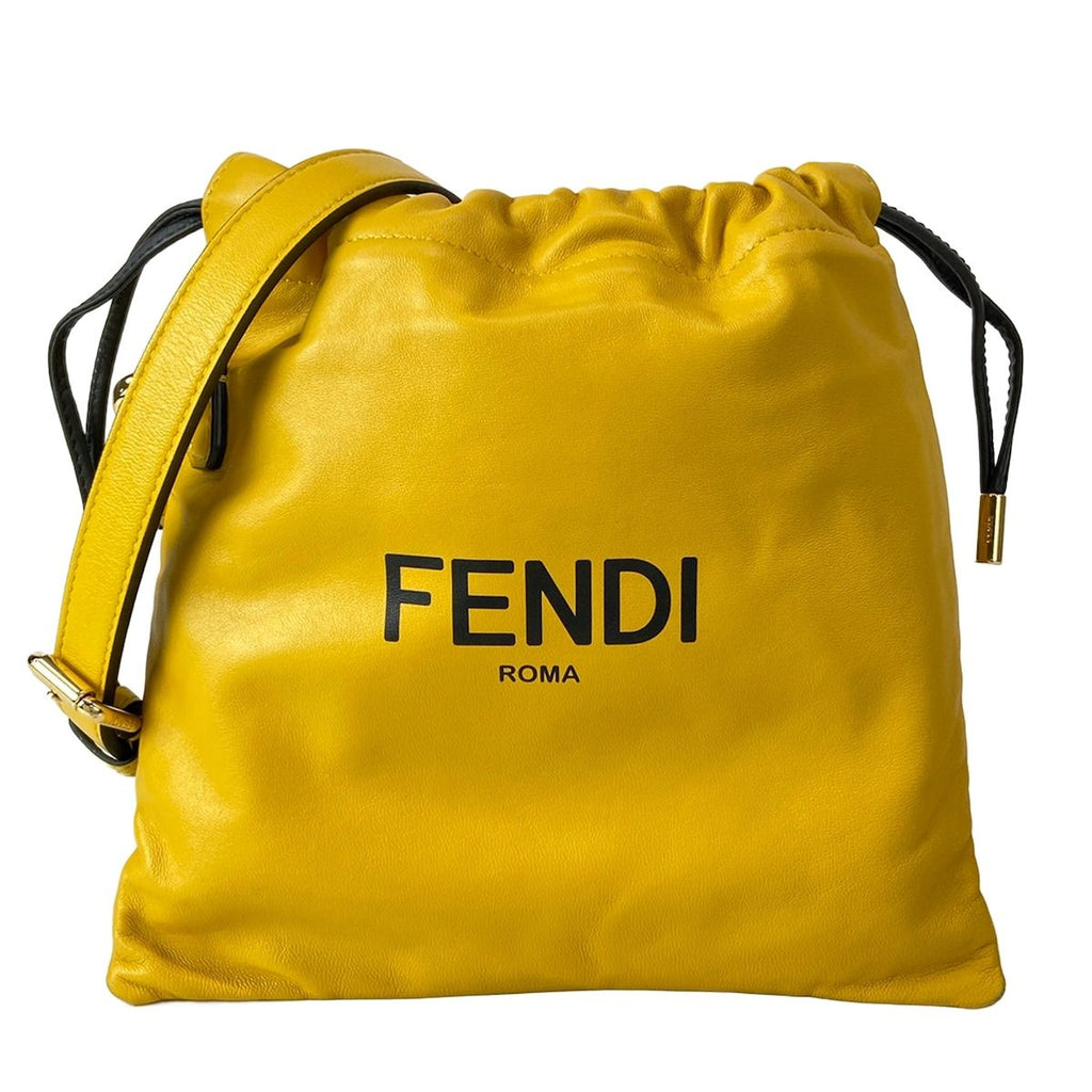 Fendi Shoulder Bag Slim Clutch Dark Yellow Strap Removable Leather