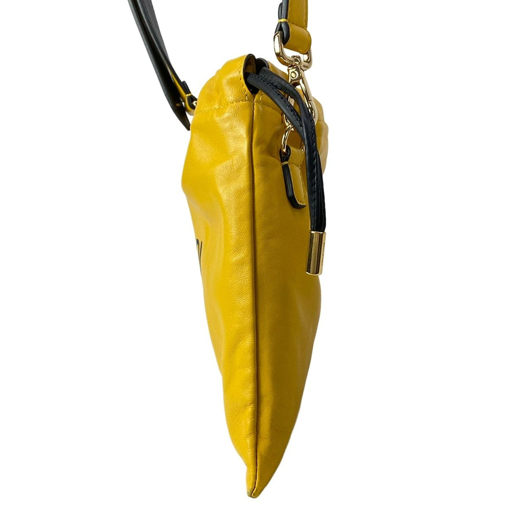 Fendi Shoulder Bag Slim Clutch Dark Yellow Strap Removable Leather — view 4