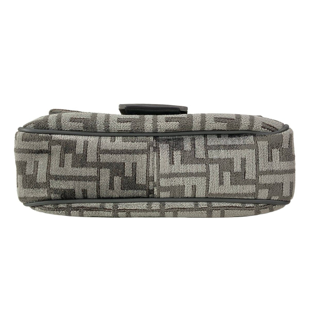 Fendi Shoulder Bag Baguette Chain Midi Dark Gray Cotton Leather — view 5