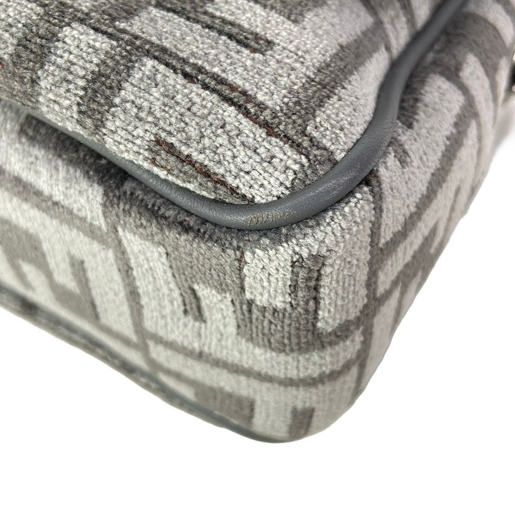 Fendi Shoulder Bag Baguette Chain Midi Dark Gray Cotton Leather — view 6