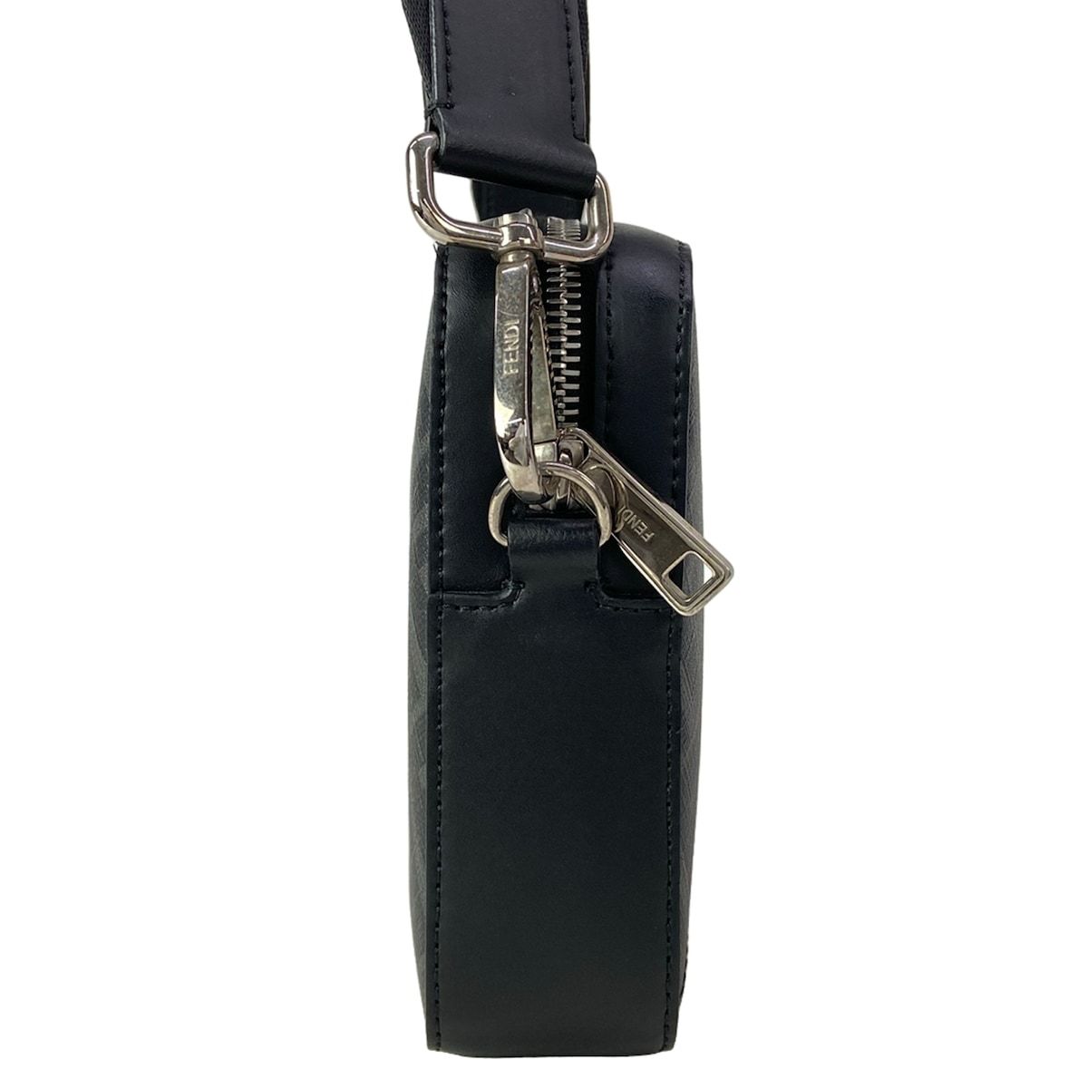 Fendi Shoulder Bag Camera Case Zucca Pattern Dark Gray Leather — view 2