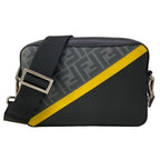 Fendi Shoulder Bag Camera Case Zucca Pattern Dark Gray Leather