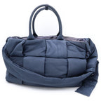 Bottega Veneta Maxi Intreccia Arco 2-Way Tote Shoulder Bag Navy Nylon Silver — view 2
