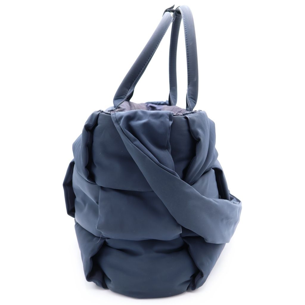 Bottega Veneta Maxi Intreccia Arco 2-Way Tote Shoulder Bag Navy Nylon Silver — view 3