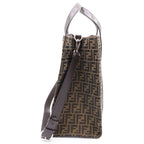 Fendi Zucca Pattern 2-Way Tote Shoulder Bag Brown Canvas Leather Silver — view 3