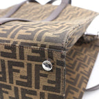Fendi Zucca Pattern 2-Way Tote Shoulder Bag Brown Canvas Leather Silver — view 5