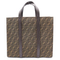 Fendi Zucca Pattern 2-Way Tote Shoulder Bag Brown Canvas Leather Silver