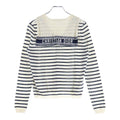 Dior Logo Stripe Silk Cotton Knit Long Sleeve Knit 34 White Navy Sweater
