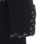 Chanel Tweed Piping Color Check Coat Jacket Navy nssize — view 5
