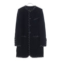 Chanel Tweed Piping Color Check Coat Jacket Navy nssize