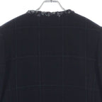 Chanel Tweed Piping Color Check Coat Jacket Navy nssize — view 4