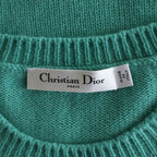 Dior Logo Signature Cashmere Short Sleeveknit Shaw Tosuri Bud Sweater Green — view 7