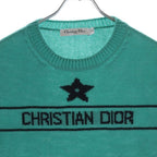 Dior Logo Signature Cashmere Short Sleeveknit Shaw Tosuri Bud Sweater Green — view 3